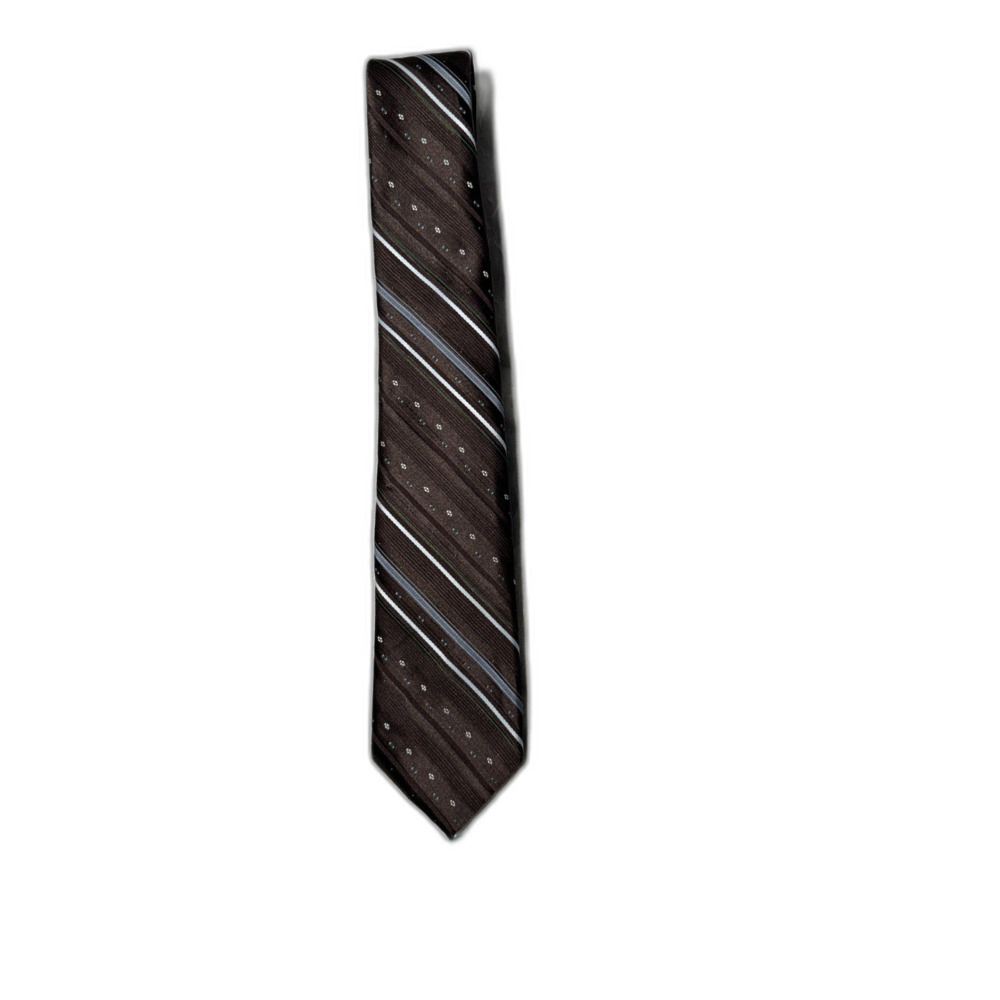 Vintage Dark Brown Striped Silk Tie – Retro Y2K Earth Tone Mens Necktie